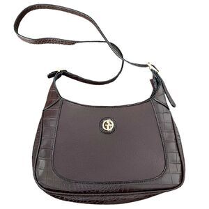 Giani Bernini CHOCOLATE BROWN Croc-Embossed Pebble Crossbody, Created for Macy's